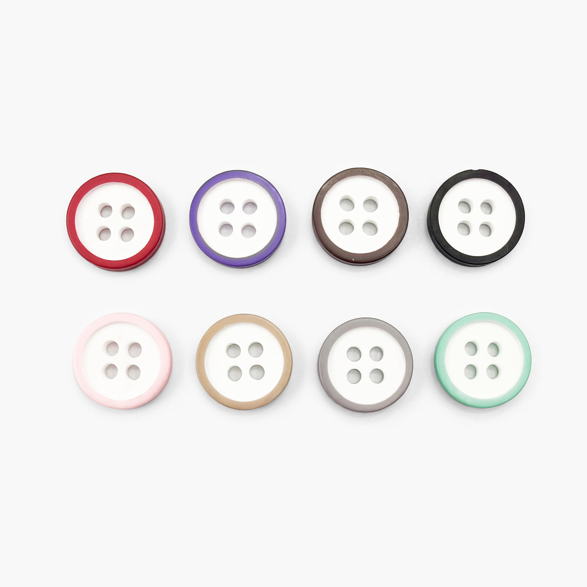 DK-222 two-tone 4-hole polyester button with contrasting rim 