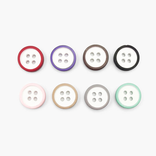 DK-222 two-tone 4-hole polyester button with contrasting rim 