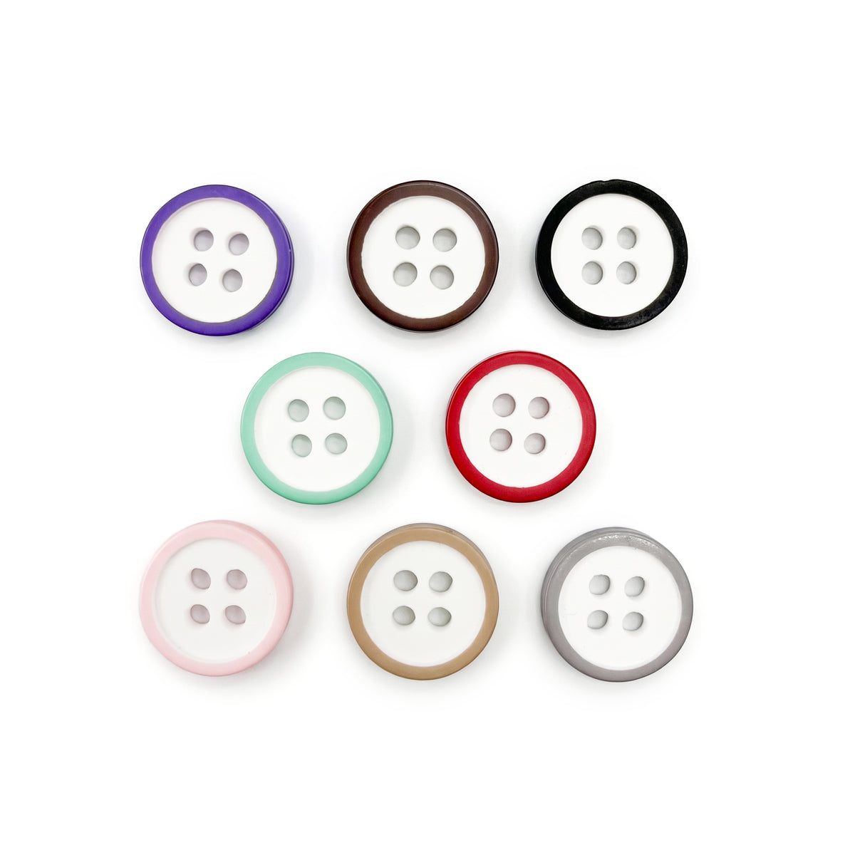 DK-222 two-tone 4-hole polyester button with contrasting rim 