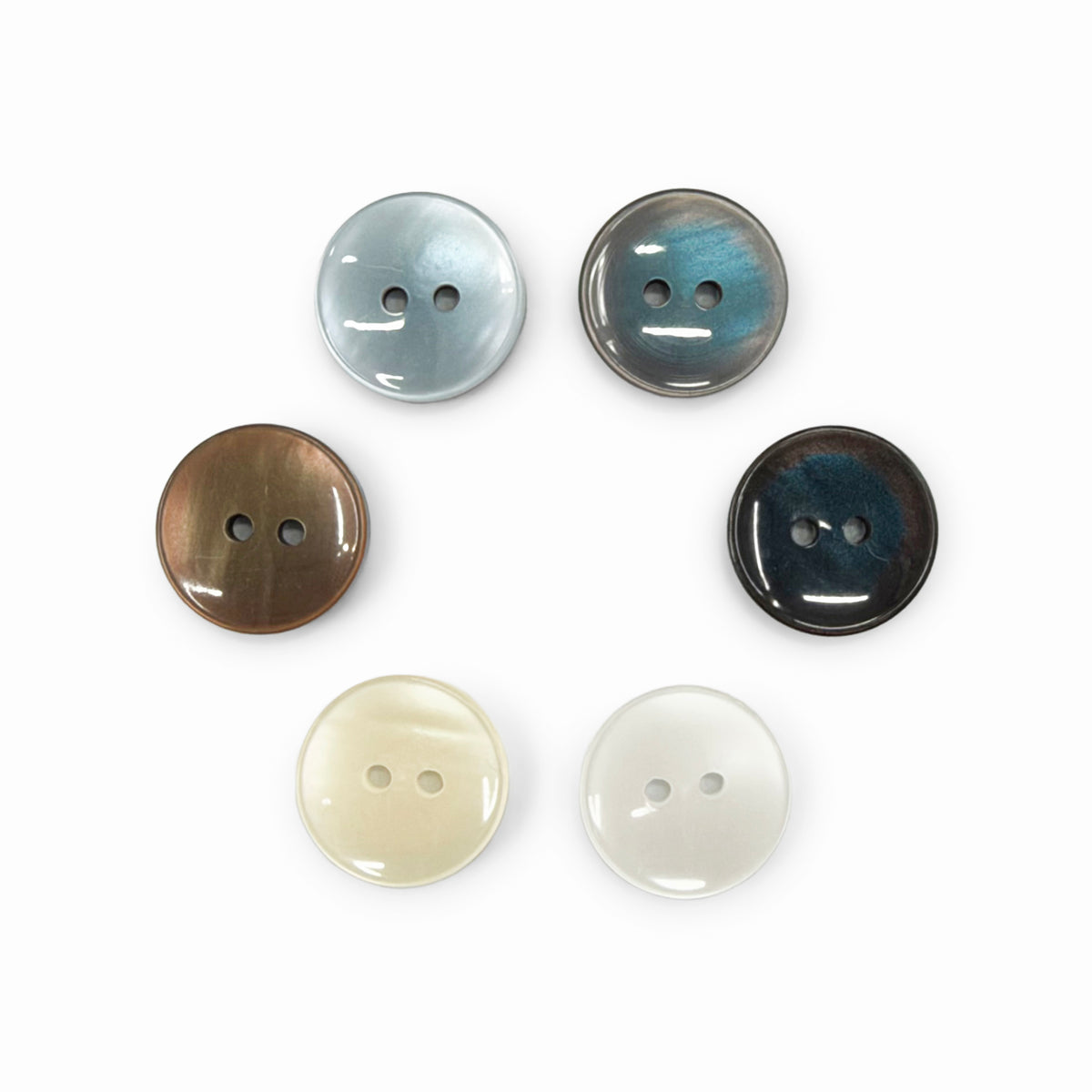 ES-022 2-hole faux mother of pearl polyester button
