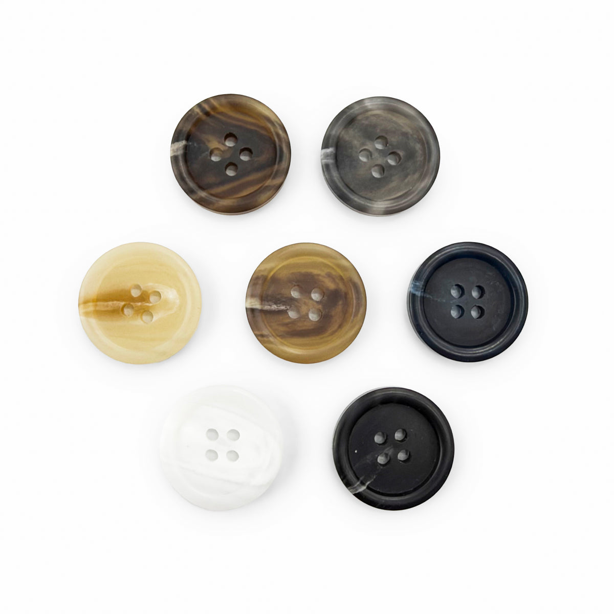 HA-019 faux horn 4-hole polyester button with flowing grain pattern