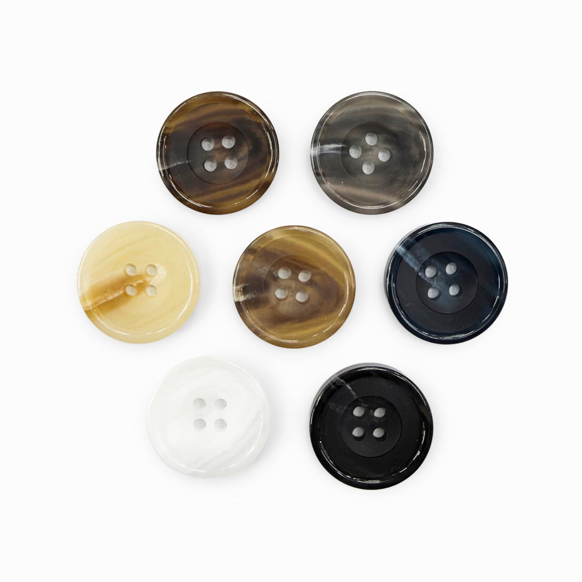 HA-2056 faux horn 4-hole polyester button with flowing grain pattern