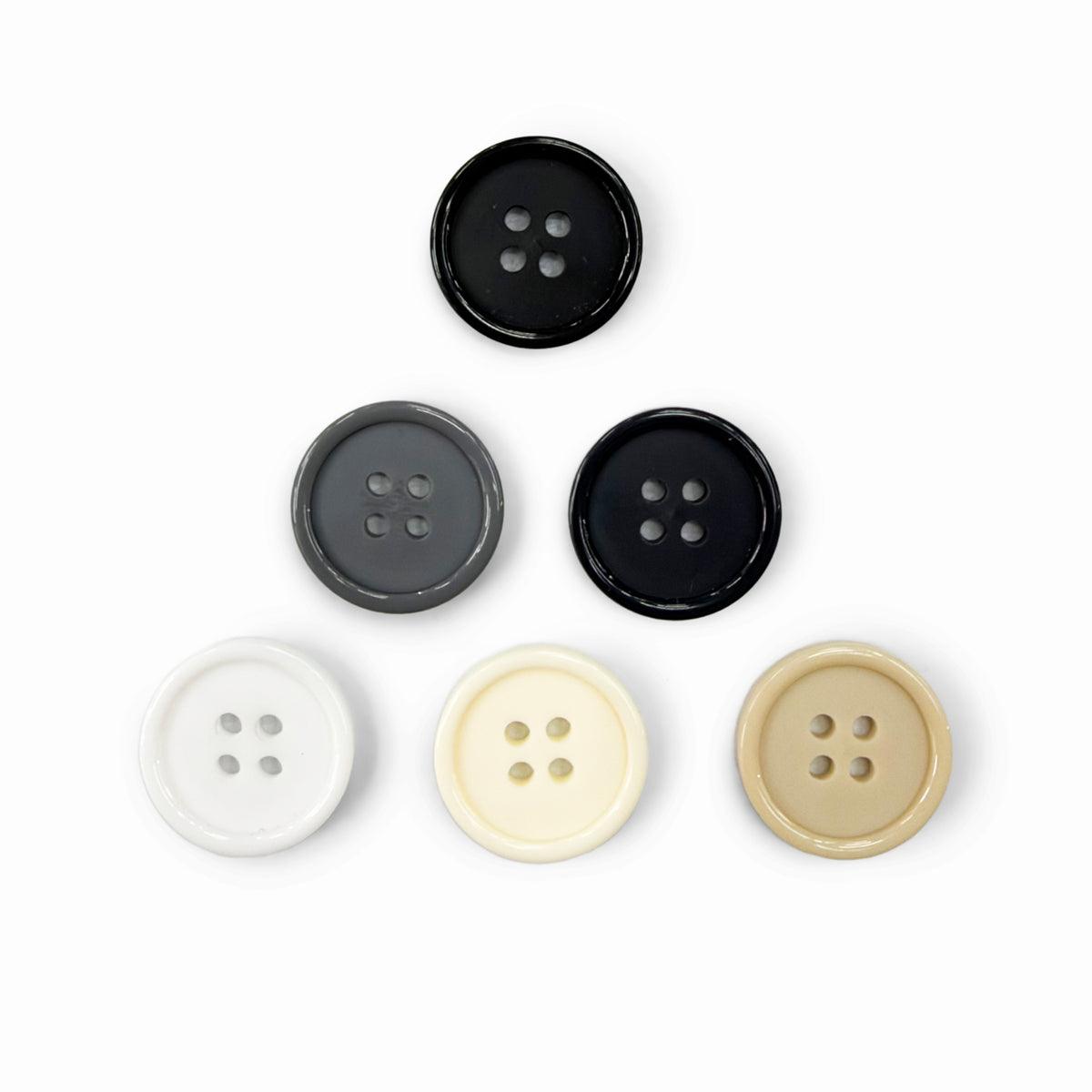 K-310 classic 4-hole polyester buttons with raised rim