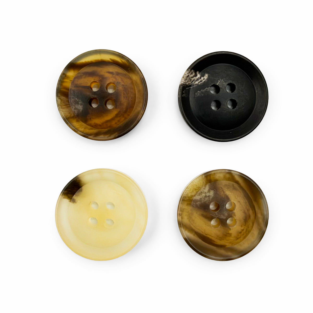 RB-083 faux horn 4-hole polyester button with marbled pattern